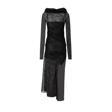 Pinko vestiti casual donna pinko - brucomela abito patch pizzi - nero da donna
