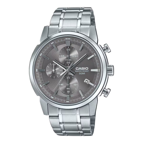 Orologio da uomo Casio Standard Analog Cronografo in acciaio inossidabile con quadrante grigio al quarzo MTP-E510D-8AVDE