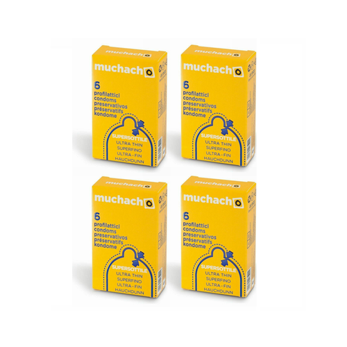 MUCHACHO SUPERSOTTILE PROFILATTICI PRESERVATIVI TRASPARENTI SOTTILI SENZA AROMA 6x4