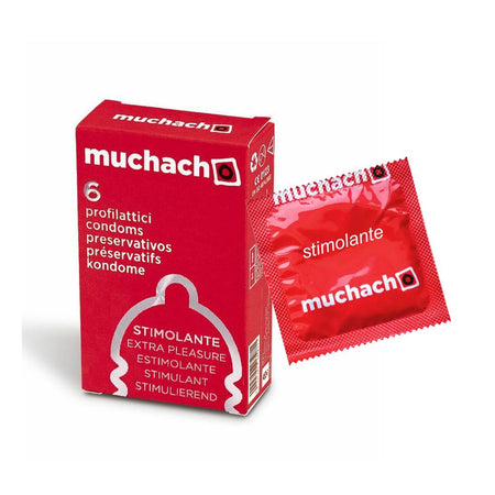 MUCHACHO STIMOLANTE PROFILATTICI PRESERVATIVI TRASPARENTI CON RILIEVI SENZA AROMA 6x4