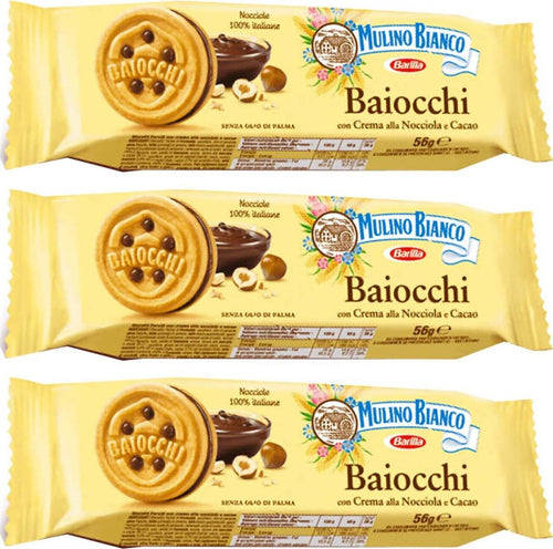 Mulino Bianco 42x Biscotti Baiocchi 56 Gr Con Crema Alla Nocciola E Cacao 42 Monoporzioni Da 3 Pz Alimentari e cura della casa/Snack dolci e salati/Biscotti/Al cioccolato Franco Pausa Caffè - Albano Laziale, Commerciovirtuoso.it