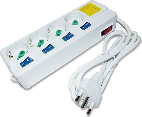 Multi-Presa-4-Posti-Tasto-On-Off-Multipresa-Elettrica-Shuko-4-Interruttori-Spina-Tools