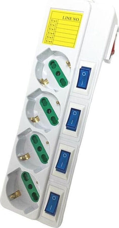 Multi-Presa-4-Posti-Tasto-On-Off-Multipresa-Elettrica-Shuko-4-Interruttori-Spina-Tools