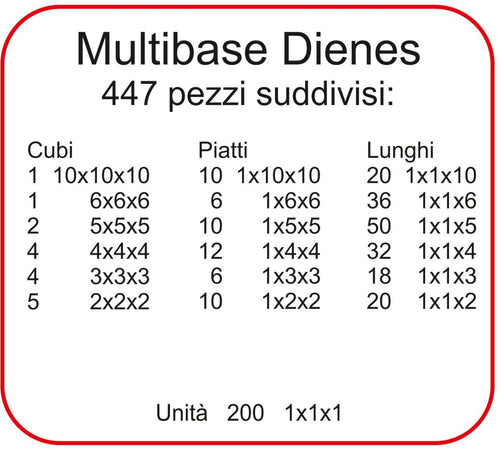 Multibase Dienes - 447 Pz. Gioco Di Calcolo per Bambini Dida