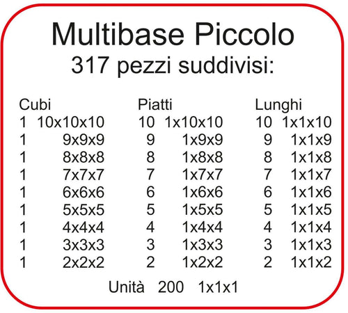 Multibase Piccolo - 317 Pz. Gioco per Bambini Di Calcolo Dida
