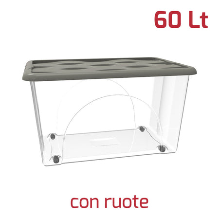 Storage Box Dune 60LT con Ruote Trasparenti con Coperchio Trasparente