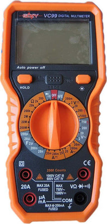 Multimetro-Digitale-Tester-Professionale-Volt-Ampere-Farad-Ohm-Puntali-Vc99