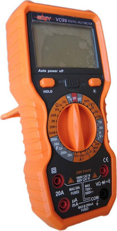 Multimetro-Digitale-Tester-Professionale-Volt-Ampere-Farad-Ohm-Puntali-Vc99