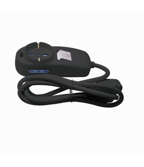Multipresa 1 Uscite Universali+2 Bipasso 10/16a Spina 16a Cavo 1.5mt Nera 80336n