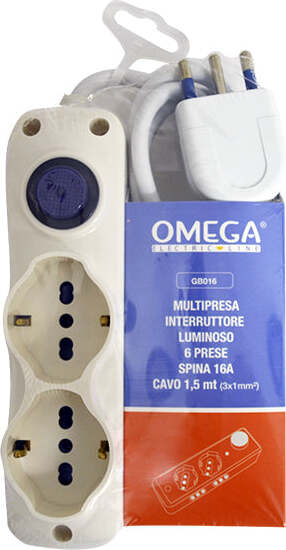 Multipresa 2 Prese Universali P40 Bipasso-Schuko 10/16A 2P+T + 4 Prese Bipasso 10/16A 2P+T, Cavo 1,5Mt H05Vv-F 3Gx1Mm, Spina S17 16A 2P+T, Con Interruttore Luminoso Fai da te/Materiale elettrico/Multiprese Non solo alimenti - Albano Laziale, Commerciovirtuoso.it
