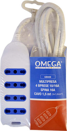 Multipresa 4 Prese Bipasso 10/16A 2P+T, Cavo 1,5Mt H05Vv-F 3Gx1Mm, Spina S17 16A 2P+T Fai da te/Materiale elettrico/Multiprese Non solo alimenti - Albano Laziale, Commerciovirtuoso.it