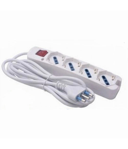 Multipresa 4 Uscite Universali Con Interruttore Luminoso Spina 16a Cavo 3mt 80190n