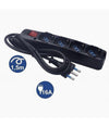 Multipresa 4 Uscite Universali Schuko Spina 16a Cavo 1.5mt Nero Interrutore 80097n