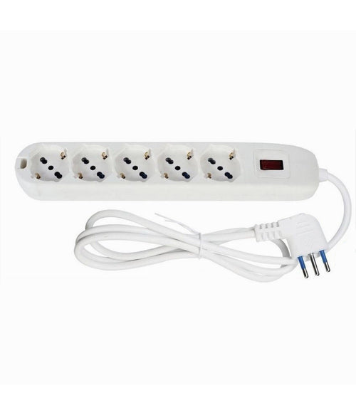 Multipresa 5 Uscite Universali Spina 10a Cavo 1.5mt Ciabatta Colore Bianco 80185n