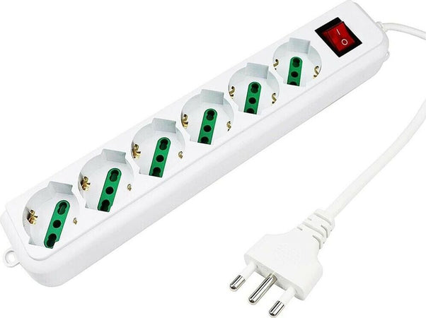 Multipresa-6-Posti-Schuko-Scarpetta-Spina-Ciabatta-Multi-Presa-Elettrica-Each