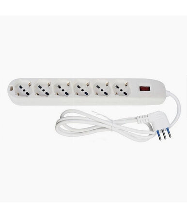 Multipresa 6 Uscite Universali Spina 10a Cavo Da 1.5 Mt Bianco Ciabatta 80183n