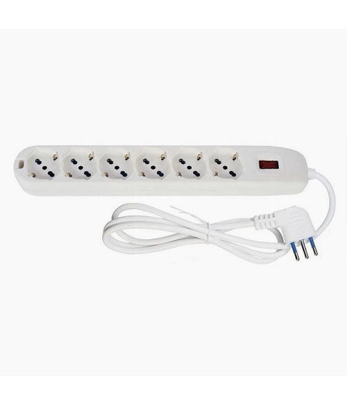 Multipresa 6 Uscite Universali Spina 10a Cavo Da 1.5 Mt Bianco Ciabatta 80183n