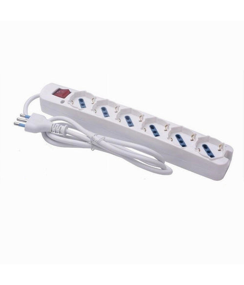 Multipresa 6 Uscite Universali Spina 16a Cavo 3mt Bianco Con Interruttore 80191n