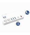 Multipresa 7 In 1 Usb A + C + 3 Prese Per Bipasso + 2 Schuko/eu Cavo 1,5mt 80080