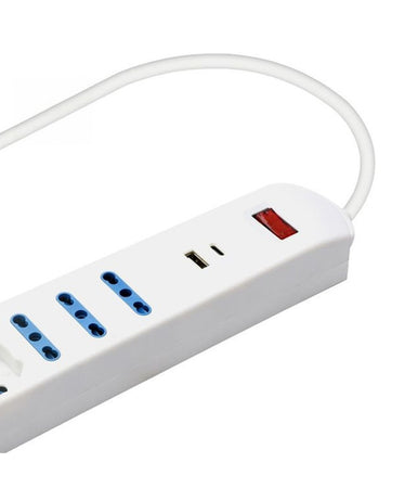 Multipresa 7 In 1 Usb A + C + 3 Prese Per Bipasso + 2 Schuko/eu Cavo 1,5mt 80080