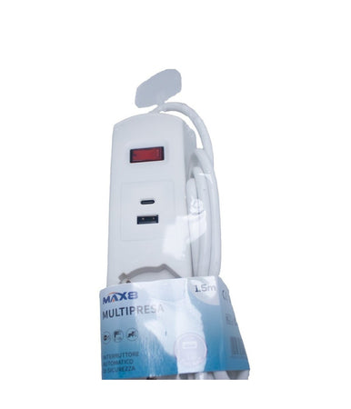 Multipresa 7 In 1 Usb A + C + 5 Prese Per Bipasso / Schuko / Eu Cavo 1.5mt 80082