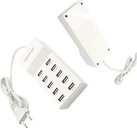 Multipresa Caricatore Rapido 50 Watt A 10 Porte Usb Dc5v T-10a08 Per Smartphone Fai da te/Materiale elettrico/Multiprese Trade Shop italia - Napoli, Commerciovirtuoso.it