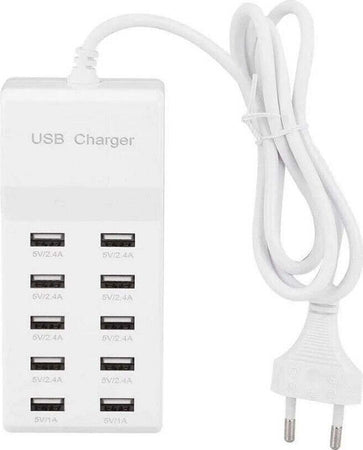 Multipresa Caricatore Rapido 50 Watt A 10 Porte Usb Dc5v T-10a08 Per Smartphone Fai da te/Materiale elettrico/Multiprese Trade Shop italia - Napoli, Commerciovirtuoso.it