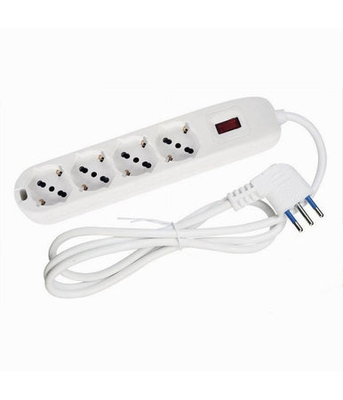 Multipresa Ciabatta 4 Uscite Universali Spina 10a Cavo 1.5 Metri Bianco 80184n