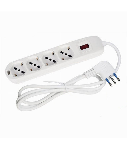 Multipresa Ciabatta 4 Uscite Universali Spina 10a Cavo 1.5 Metri Bianco 80184n