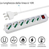 Multipresa Ciabatta Elettrica A 6 Posti Con Protezione Sovraccarico 250v 2500w