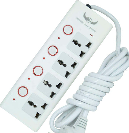 MULTIPRESA CIABATTA ELETTRICA PRESA 4 POSTI 4 INTERRUTTORI EU/UK/USA 2500W Fai da te/Materiale elettrico/Multiprese Trade Shop italia - Napoli, Commerciovirtuoso.it