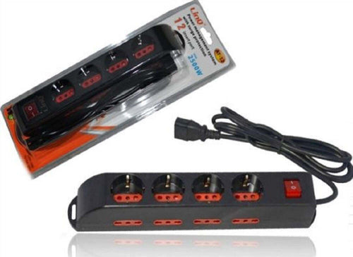 Multipresa Ciabatta Presa Ups 12 Posti 4 Shuko 8 Bipasso Interruttore On/off At-12 Fai da te/Materiale elettrico/Multiprese Trade Shop italia - Napoli, Commerciovirtuoso.it