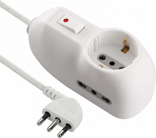 MULTIPRESA-CON-INTERRUTTORE-1-Schuko-+-2-Bival.10/16A---62023-Electraline