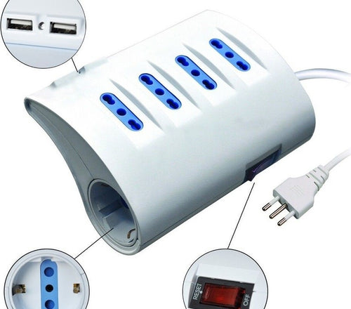 MULTIPRESA DA TAVOLO PRESA CIABATTA BIPASSO SCHUKO 2 USB INTERUTTORE ADATTATORE Fai da te/Materiale elettrico/Multiprese Trade Shop italia - Napoli, Commerciovirtuoso.it