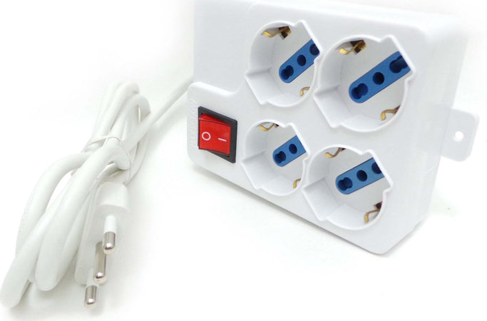Multipresa di corrente per 4 Posti Schuko con protezione + interruttore Fai da te/Materiale elettrico/Multiprese Trade Shop italia - Napoli, Commerciovirtuoso.it