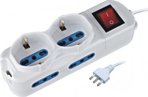 MULTIPRESA ELETTRICA 6 POSTI CON INTERRUTTORE E CAVO 4 SPINE ITALIANE + 2 SHUKO Fai da te/Materiale elettrico/Multiprese Trade Shop italia - Napoli, Commerciovirtuoso.it