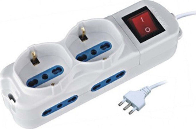 MULTIPRESA ELETTRICA 6 POSTI CON INTERRUTTORE E CAVO 4 SPINE ITALIANE + 2 SHUKO Fai da te/Materiale elettrico/Multiprese Trade Shop italia - Napoli, Commerciovirtuoso.it