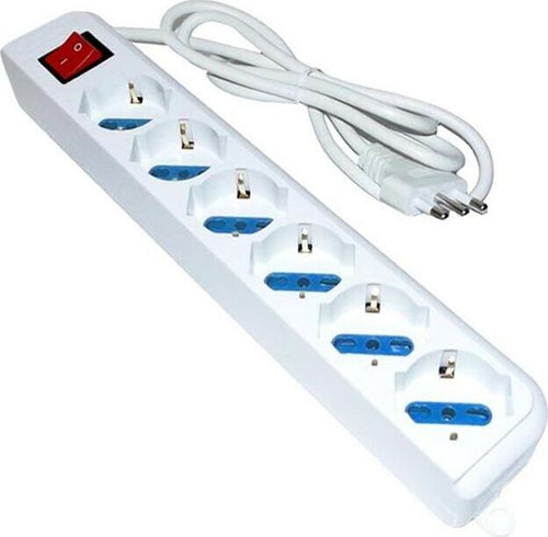Multipresa-Elettrica-6-Posti-.-Interruttore-On/off-Scarpetta-Multi-Presa-Spina-Each