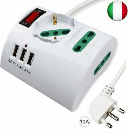 Multipresa Elettrica Da Scrivania Tavolo Con 3 Presa 3 Usb Bianco Shuko Bipasso Casa, arredamento e bricolage > Materiale Elettrico > Multiprese e Avvolgicavo Trade Shop italia - Napoli, Commerciovirtuoso.it