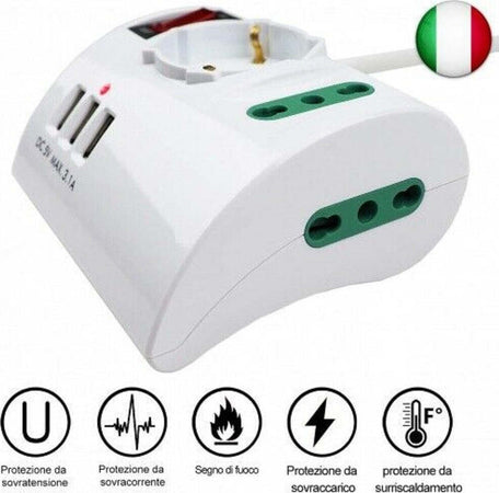 Multipresa Elettrica Da Scrivania Tavolo Con 3 Presa 3 Usb Bianco Shuko Bipasso Casa, arredamento e bricolage > Materiale Elettrico > Multiprese e Avvolgicavo Trade Shop italia - Napoli, Commerciovirtuoso.it
