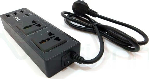 MULTIPRESA PRESA UNIVERSALE 2 SPINE UK ITA 4 USB 2.1A 1A 5V INTERRUTTORE NERO Fai da te/Materiale elettrico/Multiprese Trade Shop italia - Napoli, Commerciovirtuoso.it