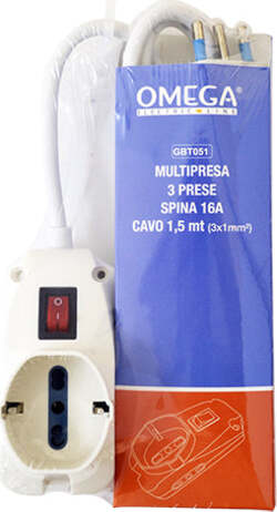 Multipresa Salvaspazio 3 Uscite: 1 Universale P40 Bipasso Schuko 10/16A 2P+T, 2 Prese Bipasso 10/16A 2P+T, Cavo 1,5Mt H05Vv-F 3Gx1Mm, Spina S17 16A 2P+T, Con Interruttore Luminoso Fai da te/Materiale elettrico/Multiprese Non solo alimenti - Albano Laziale, Commerciovirtuoso.it