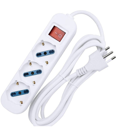 Multipresa Shuko Bipasso 10 E 16 Amp 3 Posti Ciabatta Elettrica Con Interruttore