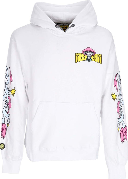 MUSHROOM-Felpa-Cappuccio-Uomo-Flowers-Hoodie-White-da-uomo