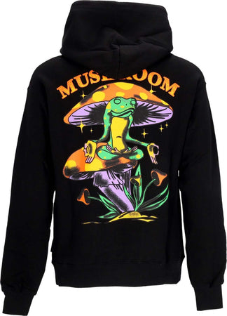 MUSHROOM-Felpa-Cappuccio-Uomo-Meditation-Hoodie-Black-da-uomo
