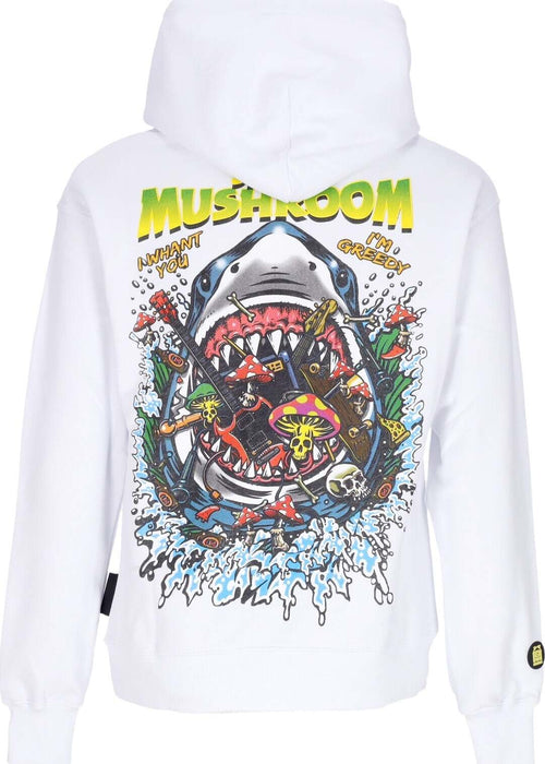 MUSHROOM-Felpa-Leggera-Cappuccio-Uomo-Shark-Hoodie-White-da-uomo