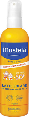 MUSTELA Latte Solare Spray 200ml SPF50+ UVB UVA Protezione Molto Alta per Tutti i Tipi di Pelle No Effetto Bianco Solare Sanitaria Gioia del Bimbo - Villa San Giovanni, Commerciovirtuoso.it