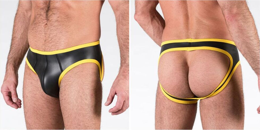 Mutandina Uomo In Neoprene Nero Con Bordo Giallo Aperta Dietro Taglia L Open For Now Bottoms – Yellow Salute e cura della persona/Erotismo e contraccezione/Abbigliamento erotico/Uomo/Slip Kondorama - Martinsicuro, Commerciovirtuoso.it