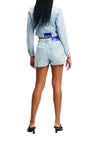 KARL LAGERFELD PANTALONCINO KLJ MR SHORT BOUCLE DENIM da donna