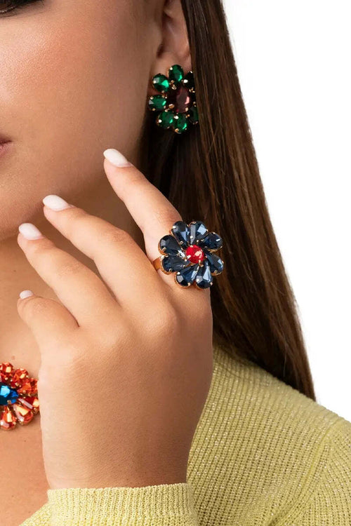 MYA-ACCESSORIES-|-Anello-in-metallo-regolabile-con-fiore-in-vetro